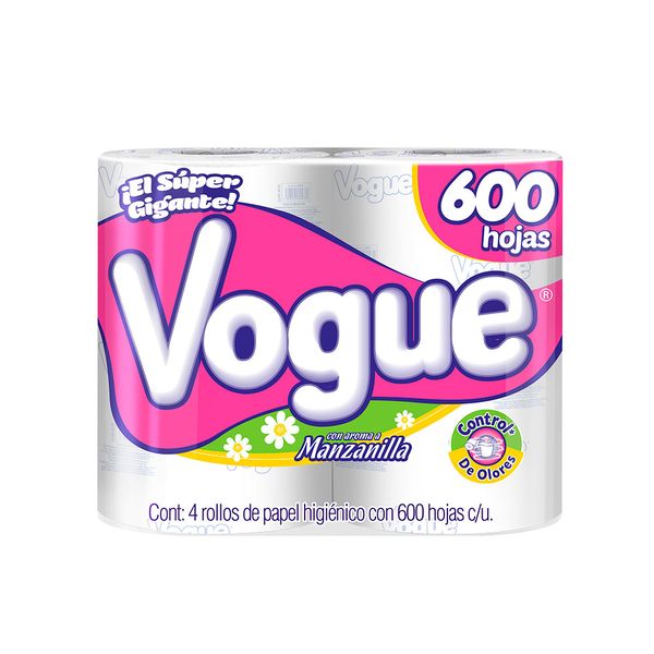 Vogue +Rendidor 4 Renovado 600 Hojas Dobles Papel Higienico