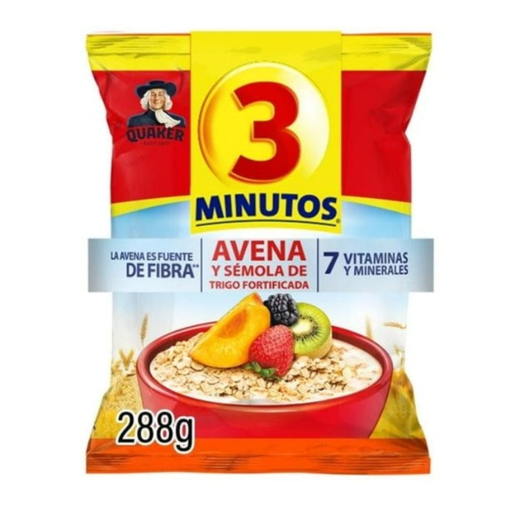 3 Minutos 288 G Quaker Avena Y Semola De Trigo Fortificada