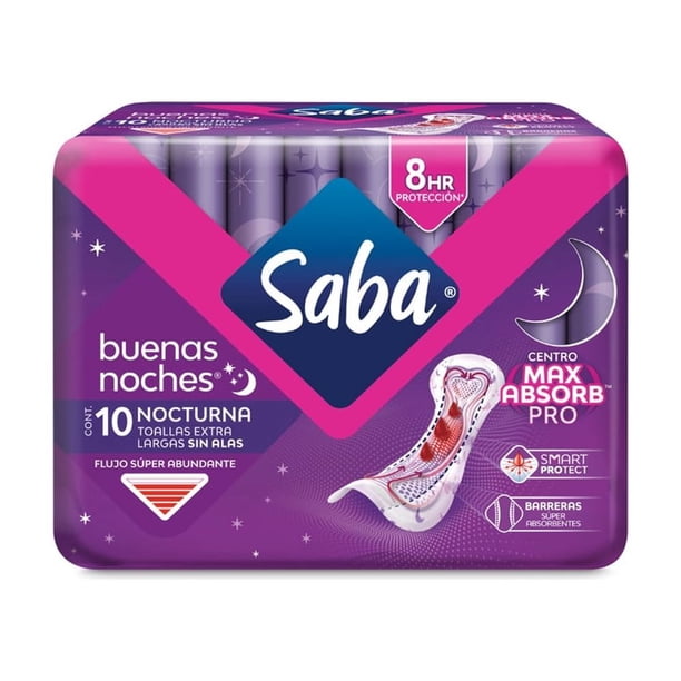 Toalla Saba Buenas Noches 10 Pz Nocturnas Extra Largas Sin Alas