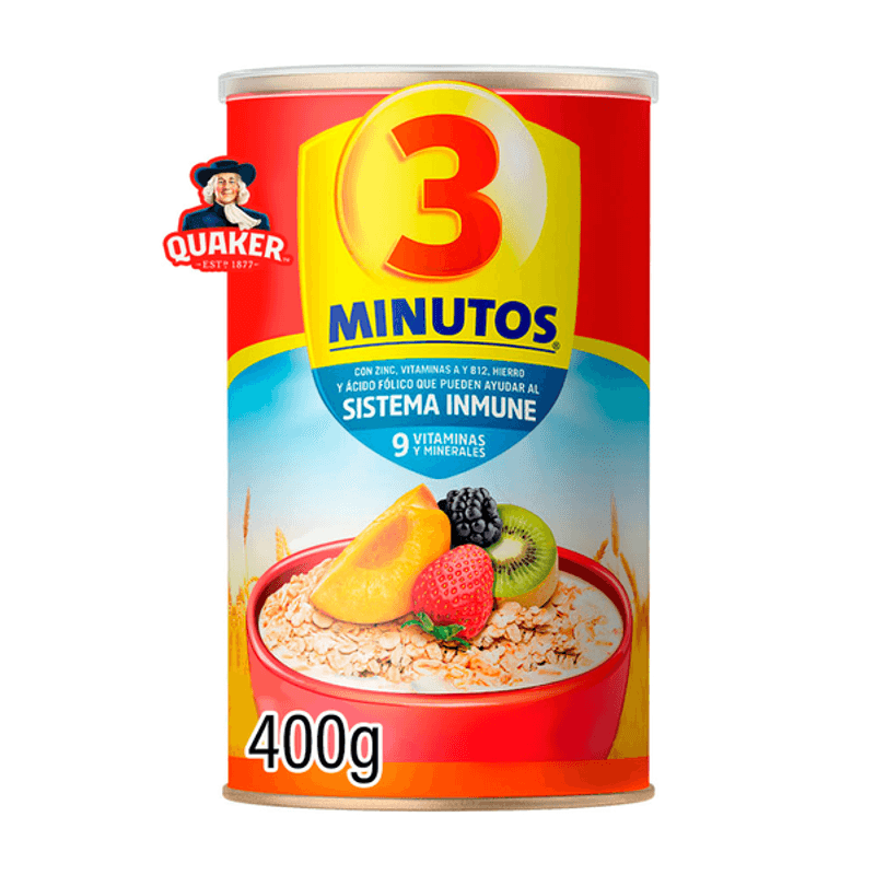 3 Minutos 400 G Quaker Avena Y Semola De Trigo Fortificada