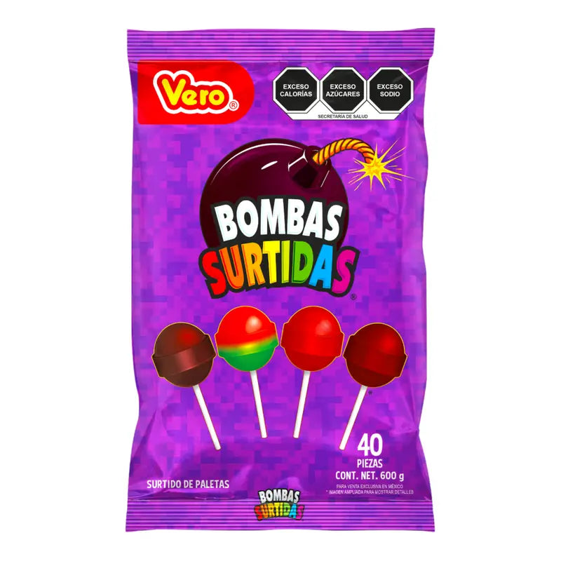 Bomba Surtida Bolsa De Paletas Vero 40 Pz