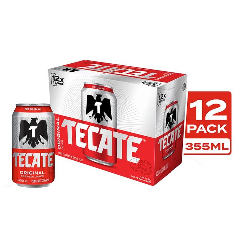 Carton Tecate Original 355 Ml 12 Pz Cerveza Lata 4.5 % Alc. Vol. Mochila