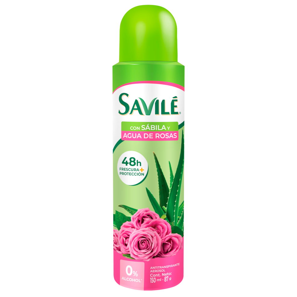 Savile con Sábila y Agua de Rosas 48H Frescura y Proteccion 150 ml Aerosol