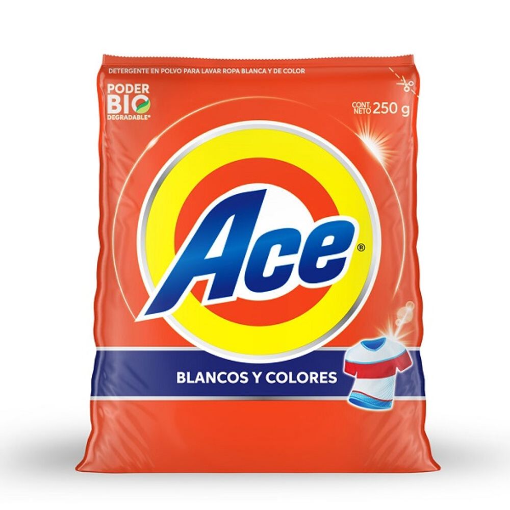 Detergente Ace 250 g Blanco y Colores para Ropa en Polvo