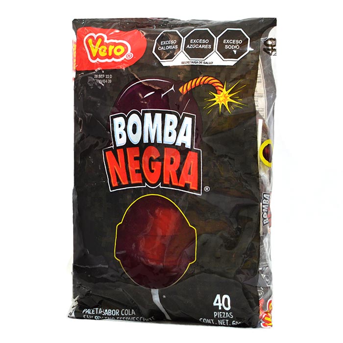 Bomba Negra Bolsa De Paletas Vero 40 Pz