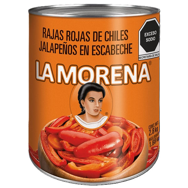 Rajas Rojas de Chiles Jalapeños en Escabeche 2.8 kg la Morena
