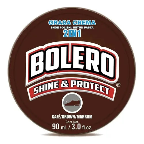 Grasa Crema 2En1 Café para Calzado 90 ml Bolero Shine & Protect