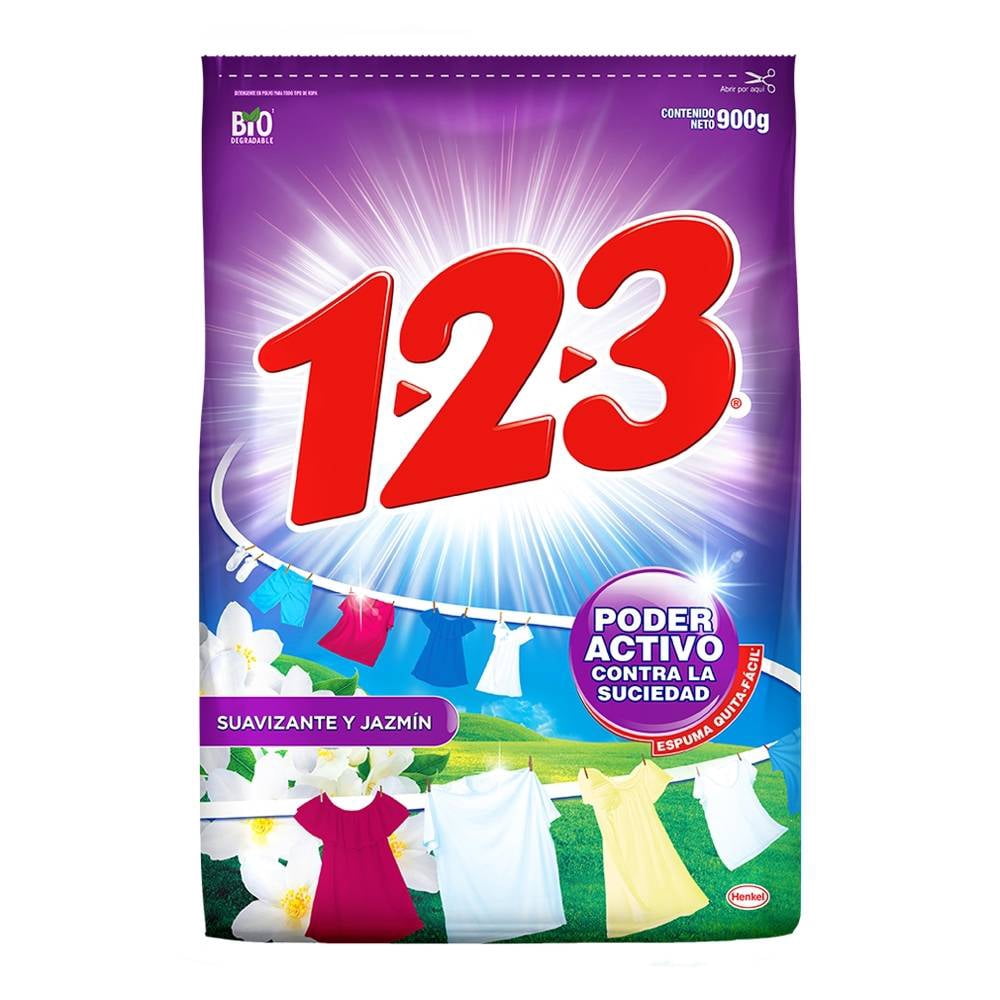 Detergente 123 900 g Multiusos Poder Activo para Ropa en Polvo