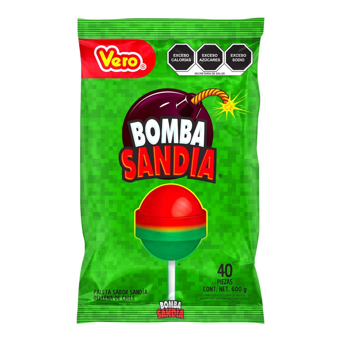 Bomba Sandia Bolsa De Paletas Vero 40 Pz