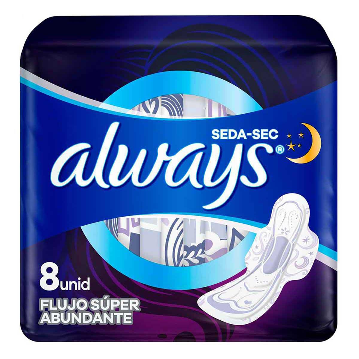 Toallas Always Nocturna 8 Pz Extra Largas