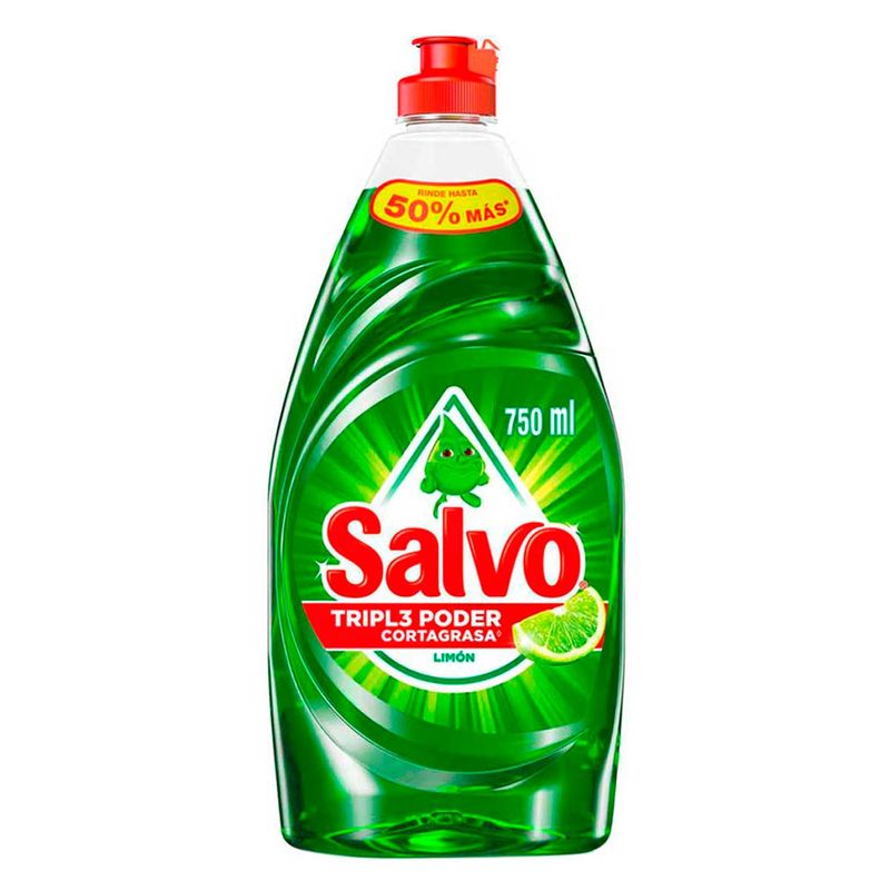 Lavatrastes Salvo Tripl3 Poder Limón 750 ml Detergente Liquido