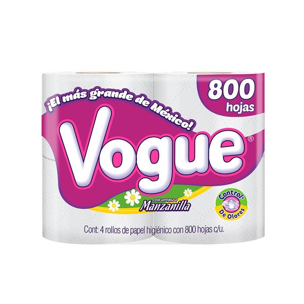 Vogue +Rendidor 4 Renovado 800 Hojas Dobles Papel Higienico
