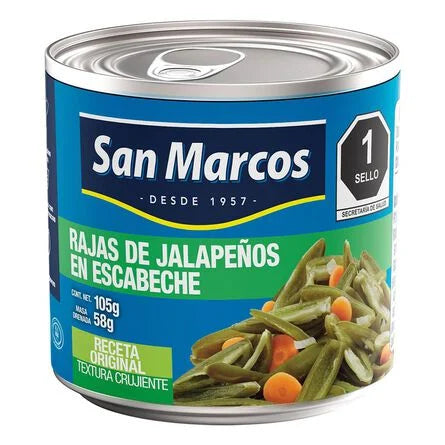 Rajas de Jalapeños en Escabeche 105 g Chiles San Marcos