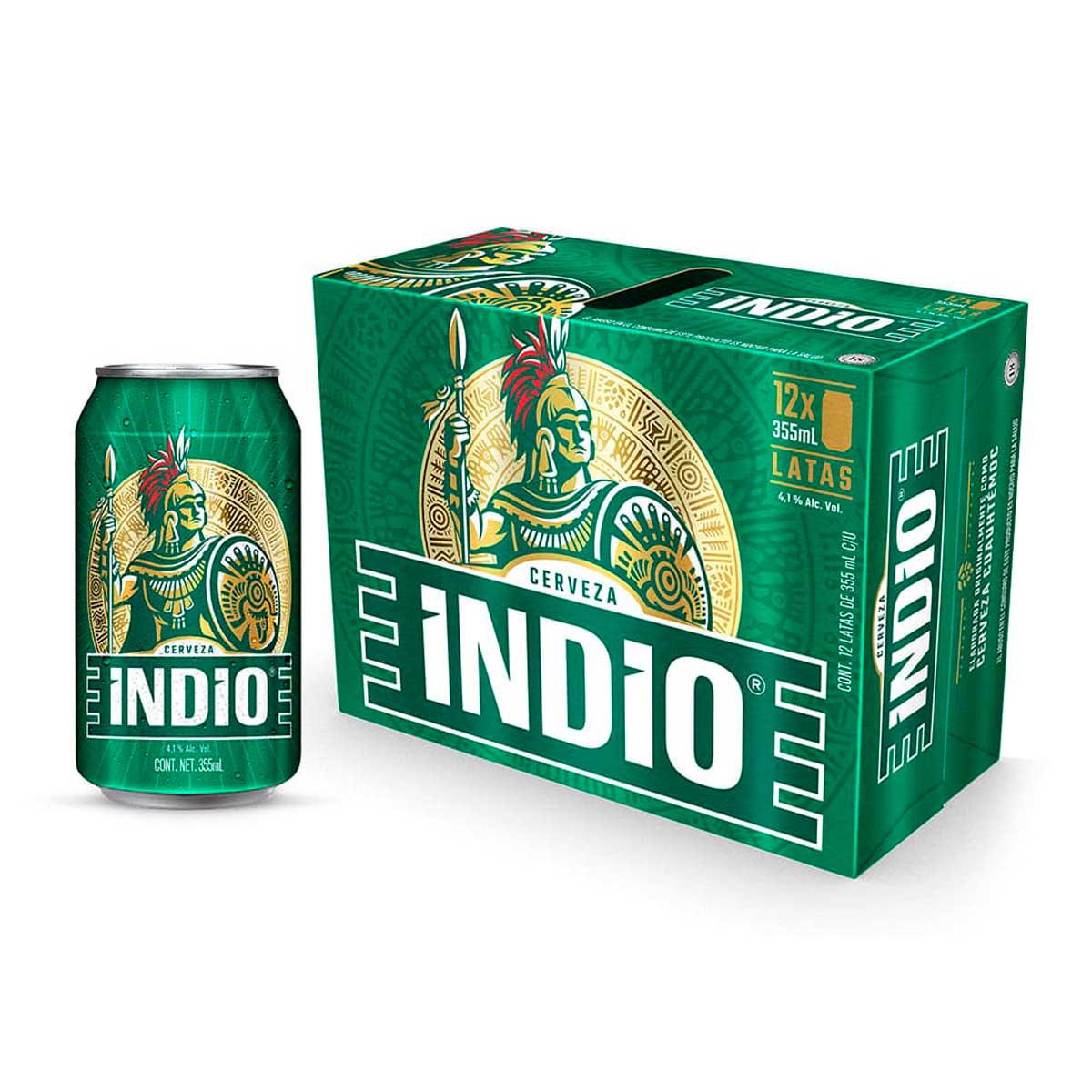 Carton Indio Original 355 Ml 12 Pz Cerveza Lata 4.5 % Alc. Vol. Mochila