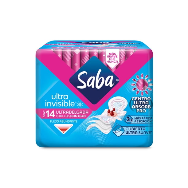 Toallas Saba Ultra Invisible 14 Pz Ultradelgada Larga  Sinn Alas