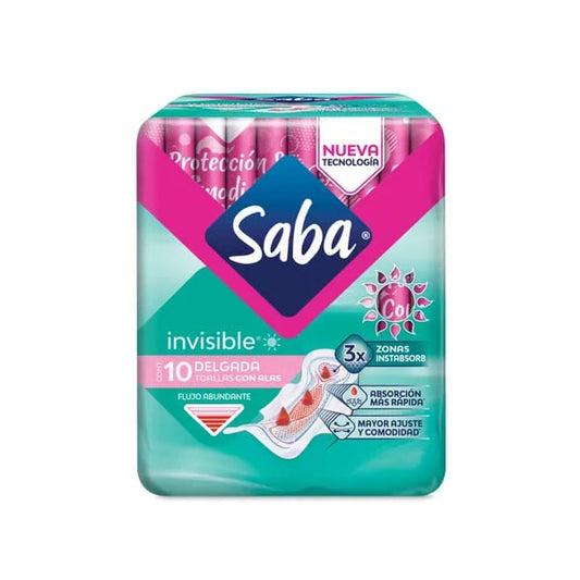 Toallas Saba Invisibles 10 Pz Delgada Con Alas
