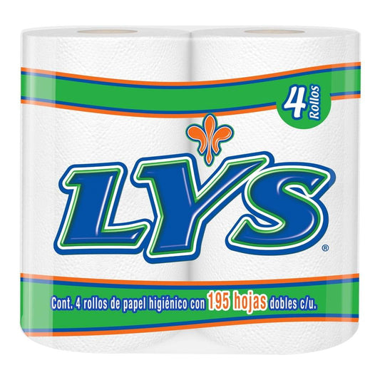 Lys 4 rollos con 195 Hojas Dobles Papel Higiénico