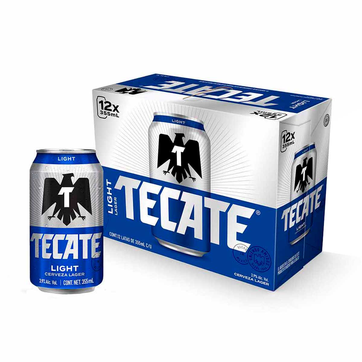 Carton Tecate Light 355 Ml 12 Pz Cerveza Lata 3.9 % Alc. Vol. Mochila
