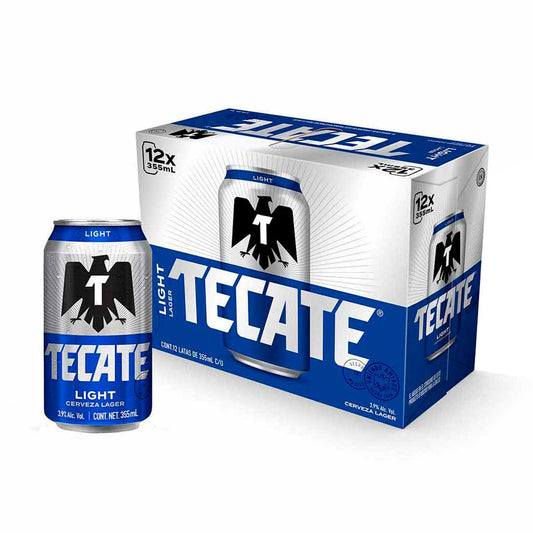 Carton Tecate Light 355 Ml 12 Pz Cerveza Lata 3.9 % Alc. Vol. Mochila