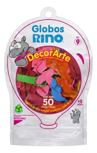 Globos Rino Surtido No. 9 50 pzas Decor Arte