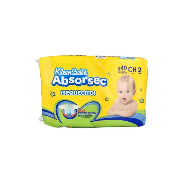 Pañales Absorsec Segunda Etapa 2Ch 40 pzas Chico Kleenbebe Absorsec