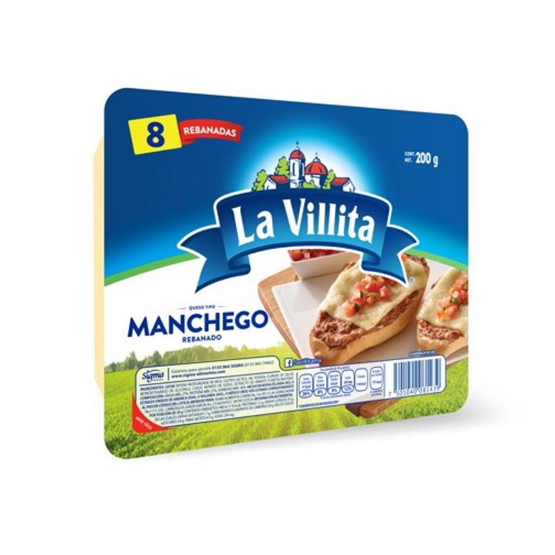 La Villita Queso Manchego Rebanada 10 pzas 200 g