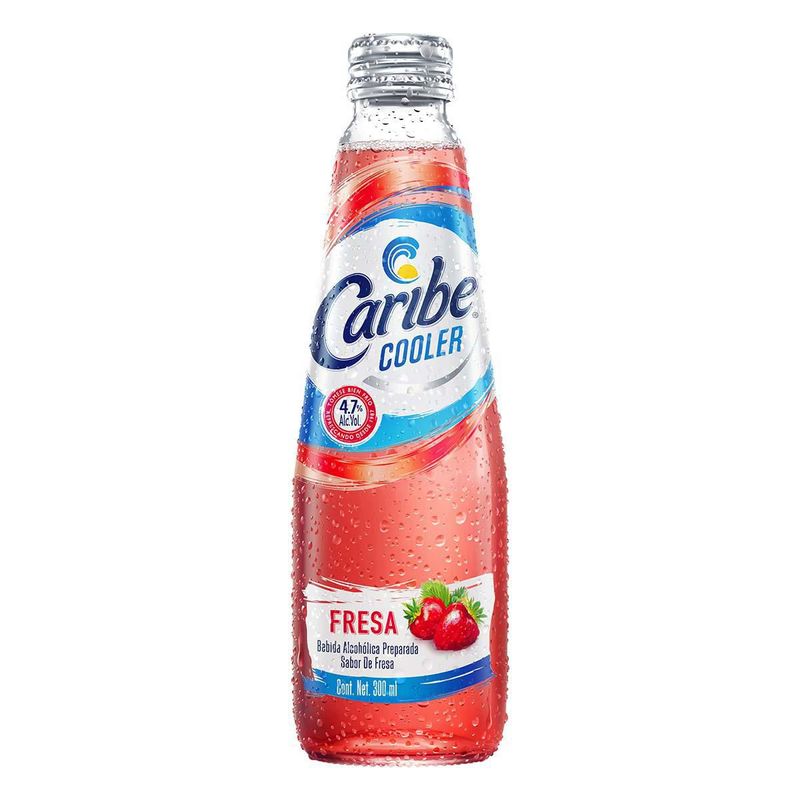 Caribe Cooler Fresa 300 Ml Bebida Alcoholica  Botella 4.7 % Alc. Vol.