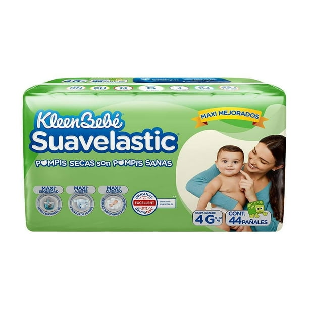 Pañales Suavelastic Cuarta Etapa 4 g 44 pzas Grande Kleenbebe Suavelastic