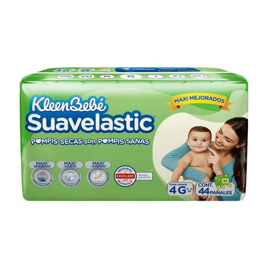 Pañales Suavelastic Cuarta Etapa 4 g 44 pzas Grande Kleenbebe Suavelastic