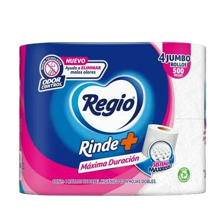 Regio Rinde+ 4 Maxi Rollos 635 Hojas Dobles Papel Higiénico