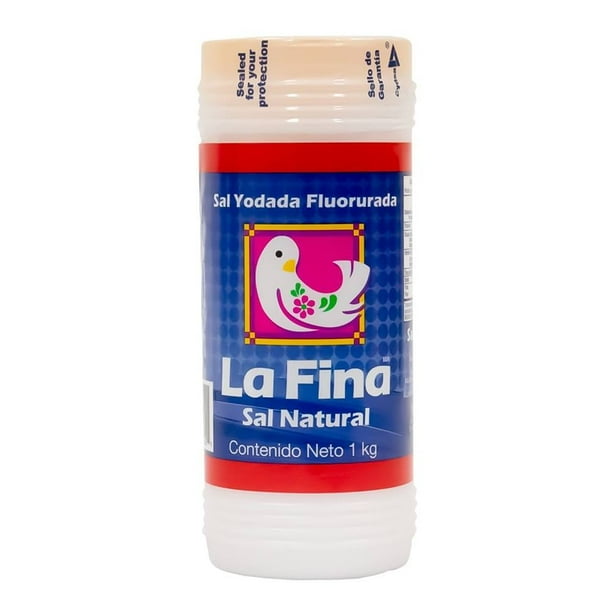 La Fina 1 kg Sal Yodada Fluorurada Salero