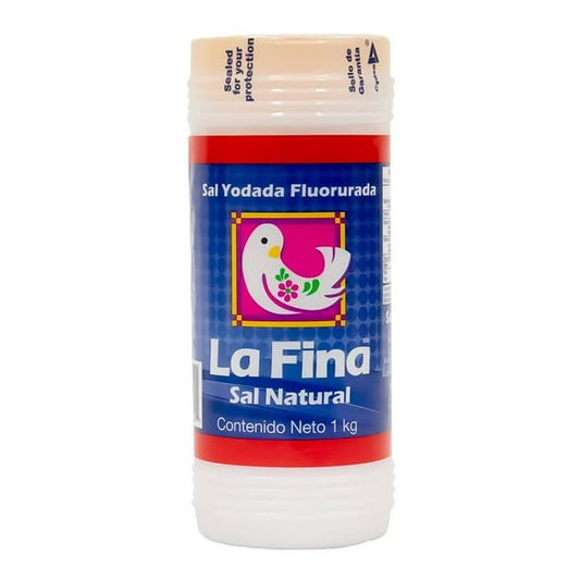 La Fina 1 kg Sal Yodada Fluorurada Salero