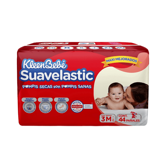 Pañales Suavelastic Tercera Etapa 3 M 44 pzas Mediano Kleenbebe Suavelastic