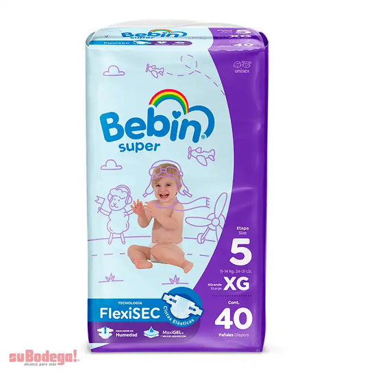 Pañales Bebin Super Sexta Etapa 3 M 40 pzas Extra Jumbo Bebin Super