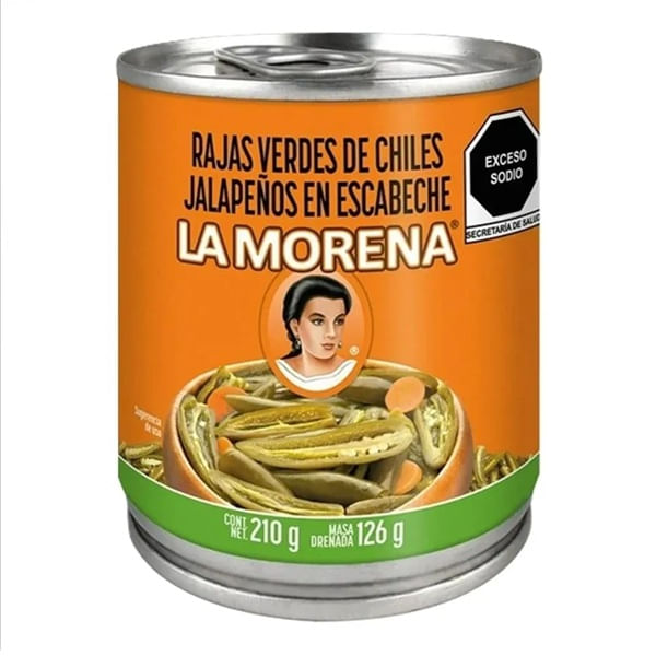 Rajas Verdes de Chiles Jalapeños en Escabeche 100 g la Morena