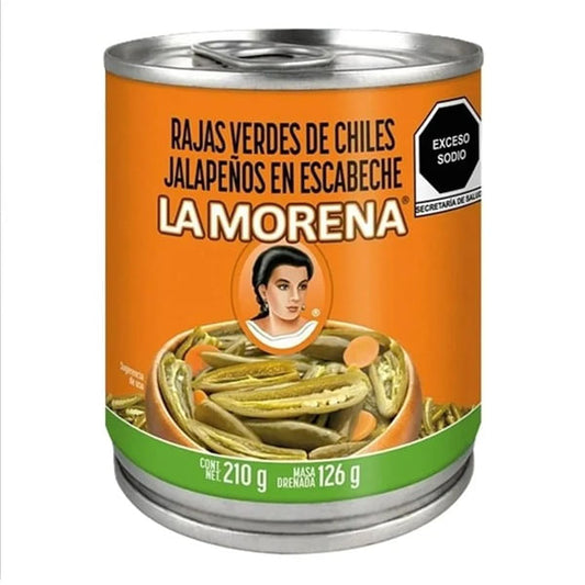 Rajas Verdes de Chiles Jalapeños en Escabeche 100 g la Morena