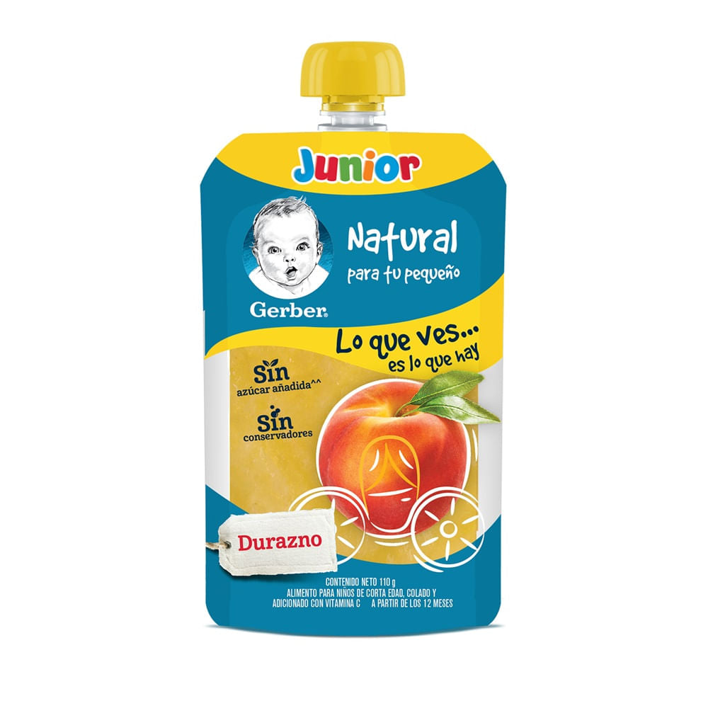 Gerber Junior Alimento Natural de Durazno 110 ml para Tu Bebé