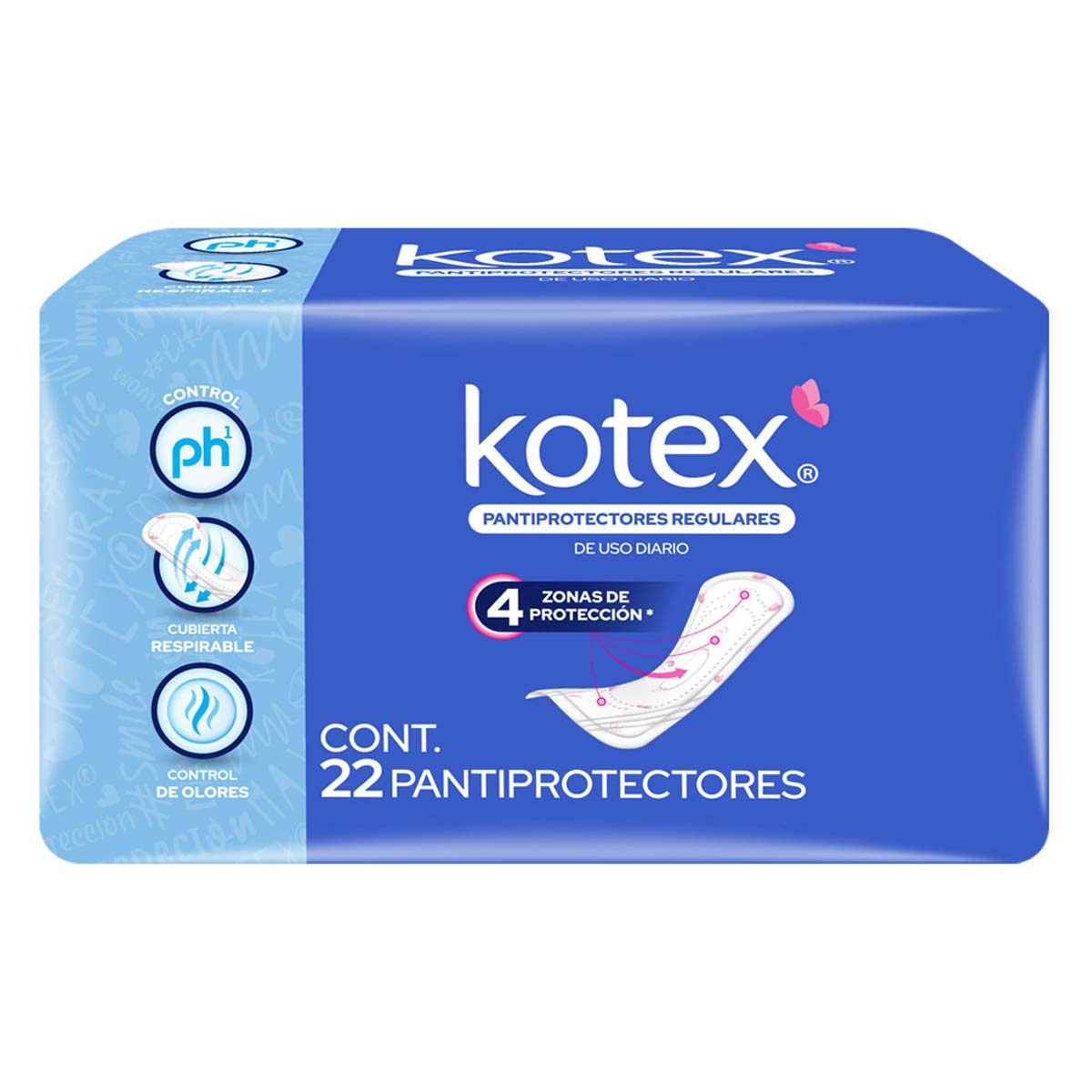 Toallas Kotex Pantiproctetores Diarios 22 Pz  Regulares