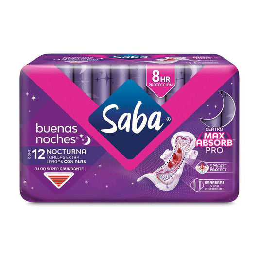 Toalla Saba Buenas Noches 12 Pz Nocturna Extra Largas Con Alas