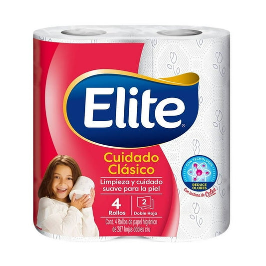 Elite 4 rollos con 287 Hojas Dobles Papel Higiénico