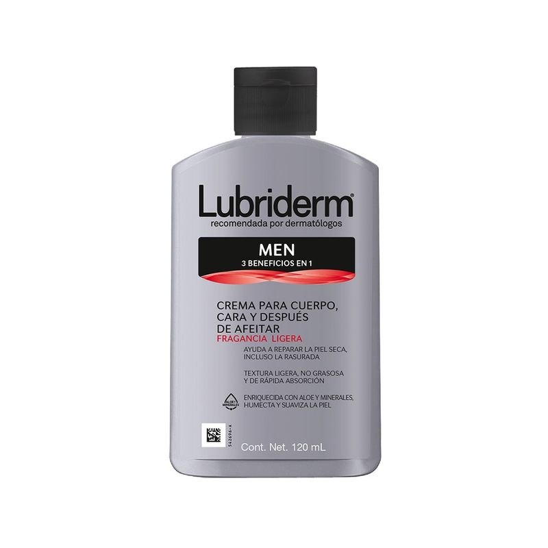 Lubriderm 120 ml Men 3 Beneficios en 1 Crema Corporal