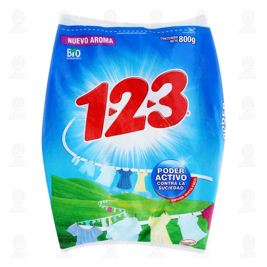 Detergente 123  900 G Poder Activo Para Ropa En Polvo