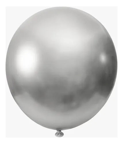 Globos Rino Plata Cromo No. 9 50 pzas Decor Arte