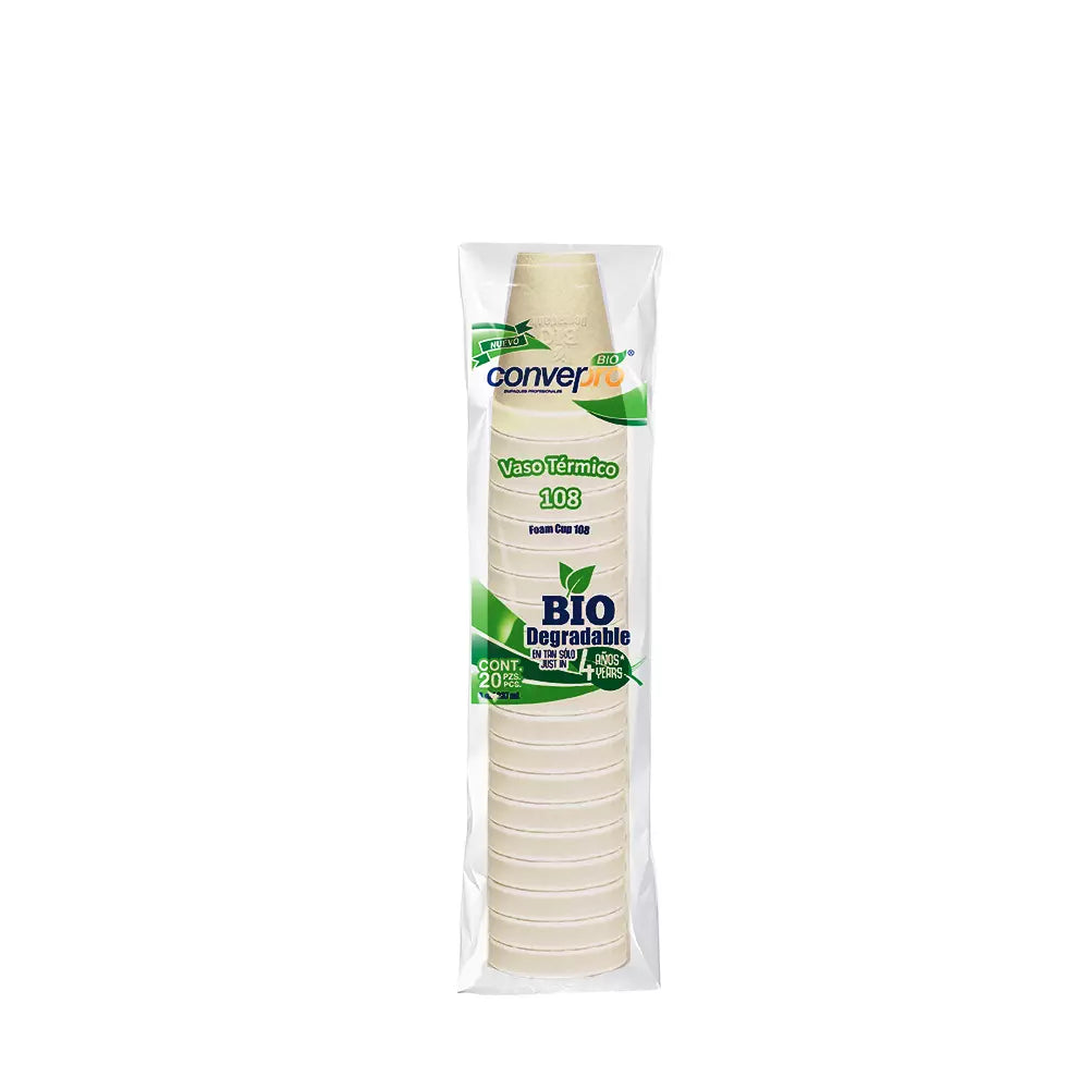 Vaso #8 50 Pz Bio Termo Vaso Plastico