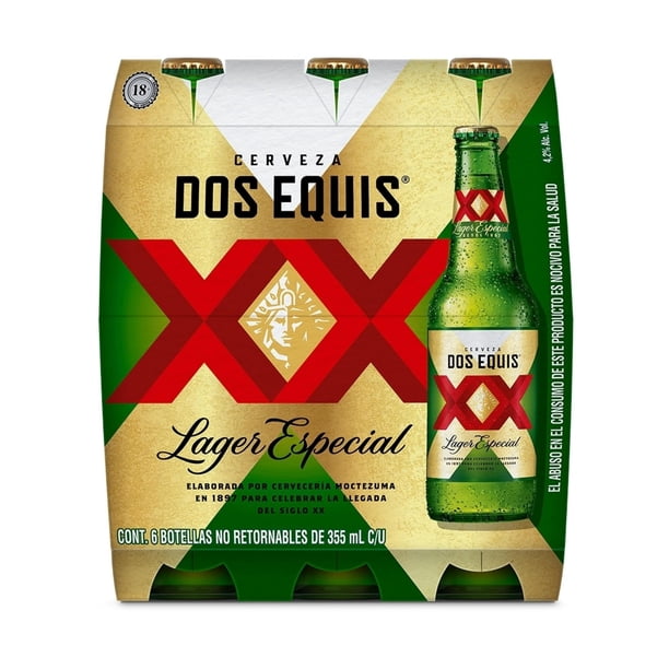Six Dos Equis Xx  355  Ml Cerveza Botella  4.2 % Alc. Vol.