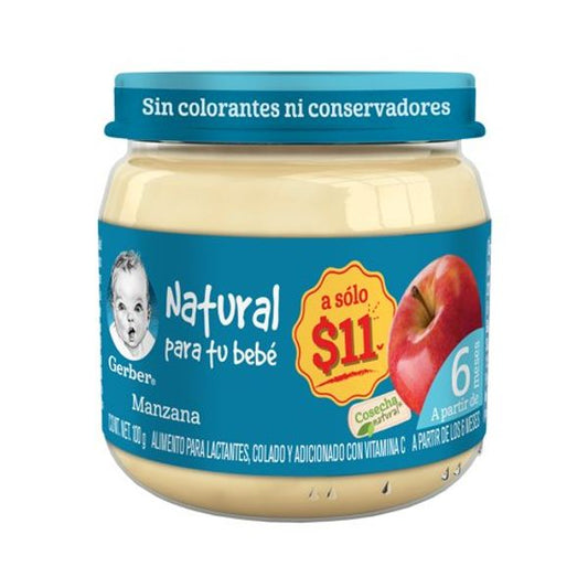 Gerber Alimento Natural de Manzana 100 ml para Tu Bebé