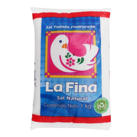 La Fina Grano 1 kg Sal Yodada Fluorurada Bolsa
