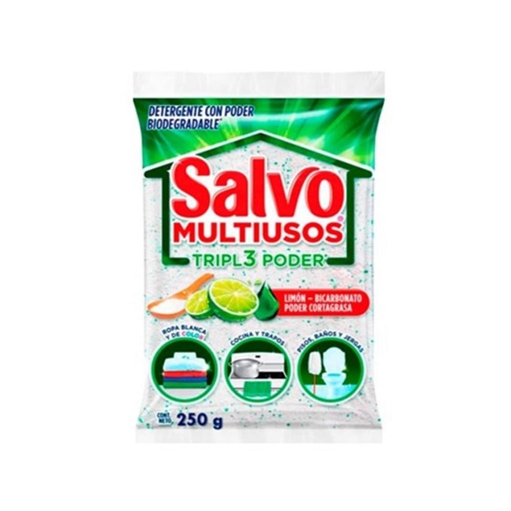Detergente Salvo Multiusos 250 g Tripl3 Poder-Limón para Ropa en Polvo