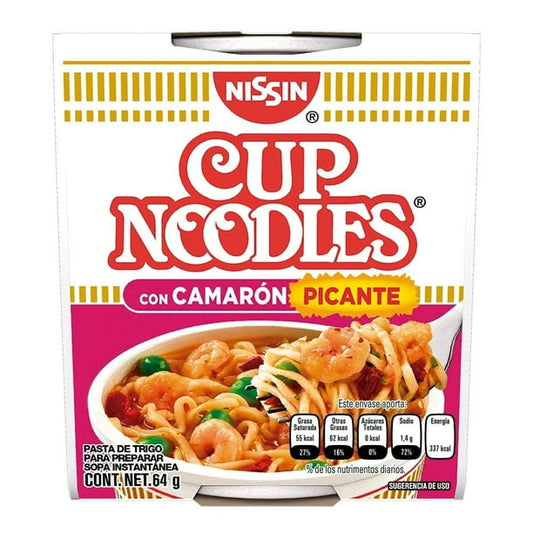 Cup Noodles Sabor Camaron Picante 64 G Sopa Instantanea