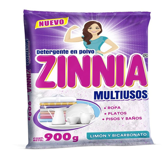 Detergente Zinnia Multiusos 900 g Limón y Bicarbonato para Ropa en Polvo